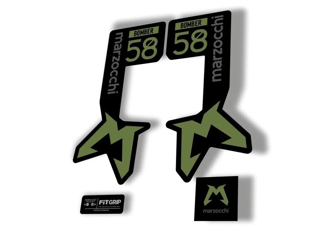 Marzocchi Bomber 58 2025 Suspension Sticker Decal Kit Adhesive Olive