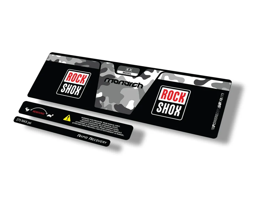 Rock Shox 2014 Monarch XX Rear Shock Decal Sticker Adhesive Set White Camo