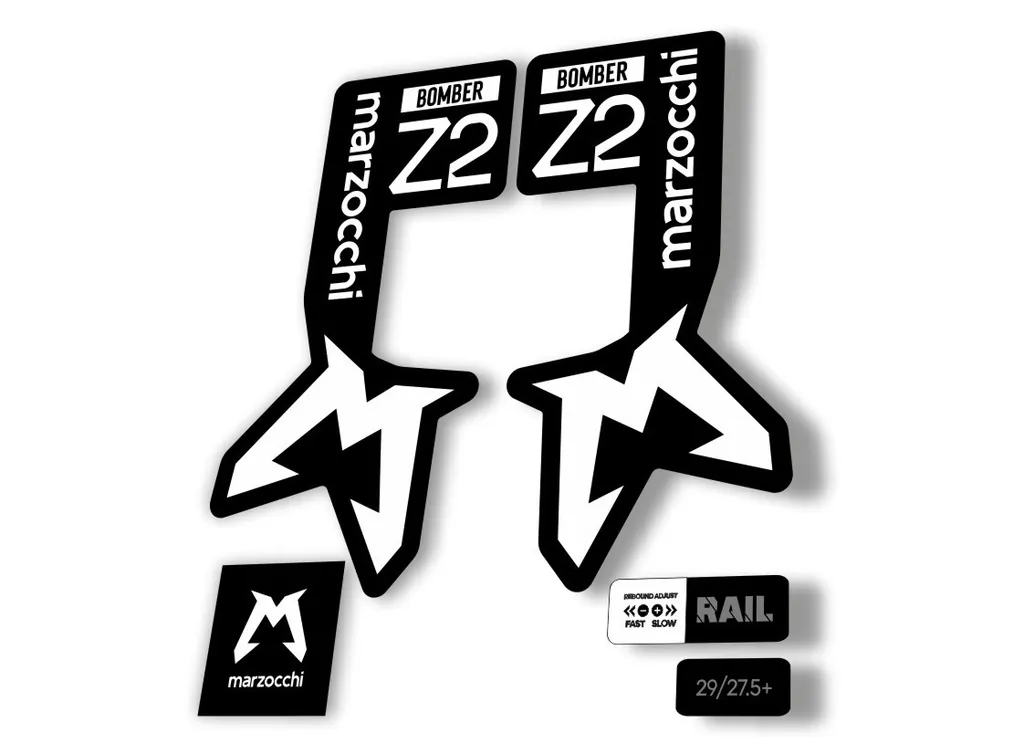 Marzocchi Bomber Z2 2025 Fork Suspension Sticker Decal Kit Adhesive White