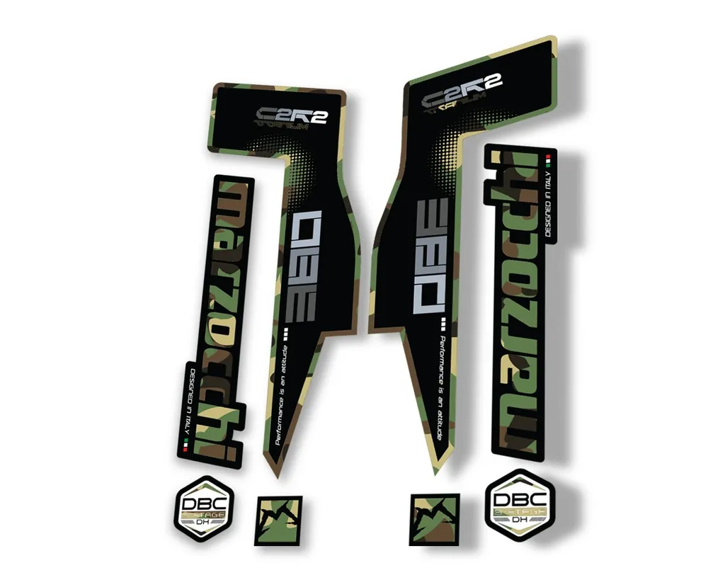 Marzocchi 380 C2R2 Titanium Suspension Graphic Decal Kit Sticker Set Camo