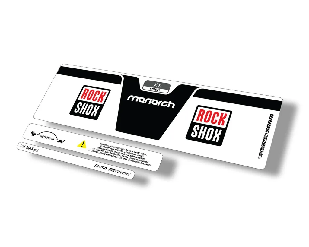 Rock Shox 2014 Monarch XX Rear Shock Decal Sticker Adhesive Set Black