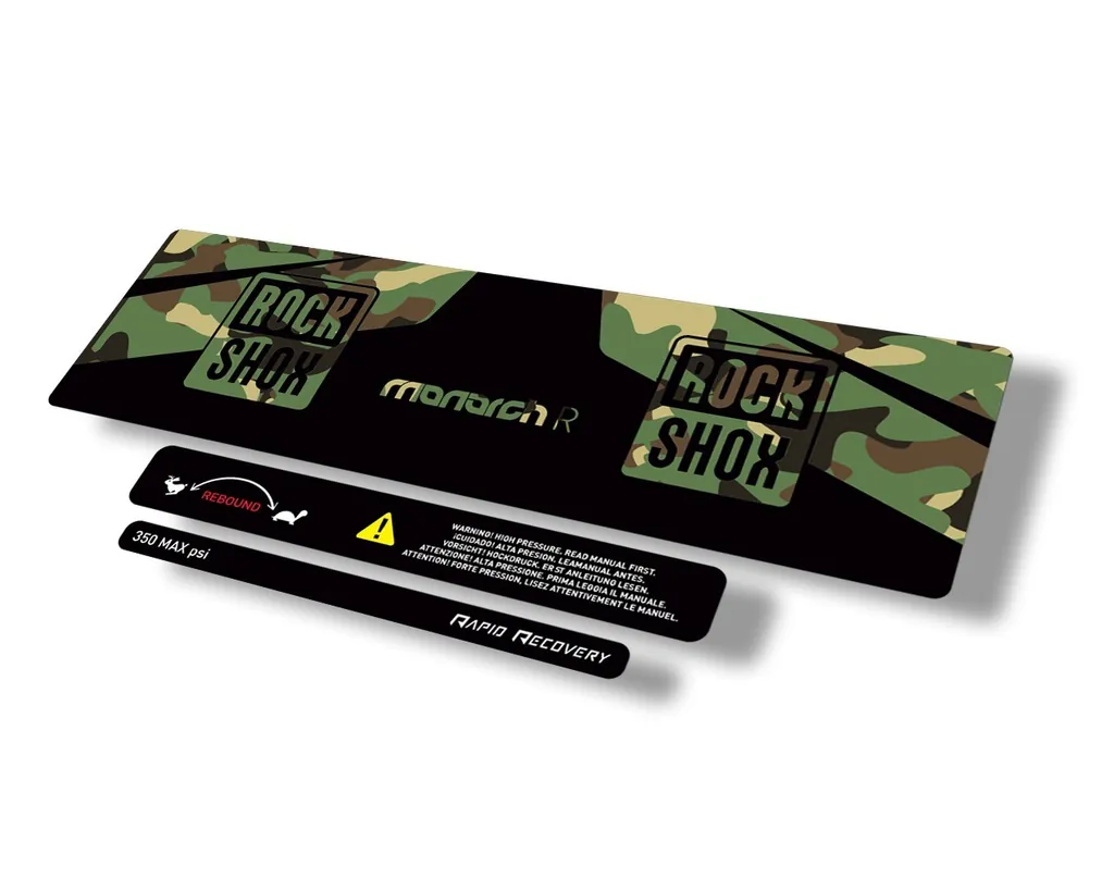 Rock Shox 2016 Monarch R Rear Shock Decal Sticker Adhesive Set Camo