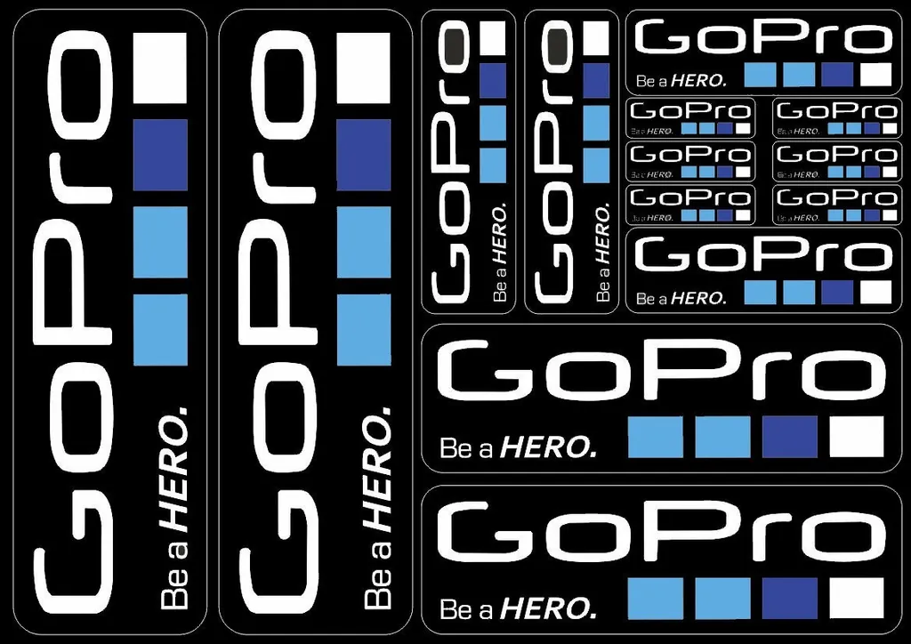 GoPro Hero Camera Decals Stickers Graphic Set Vinyl Logo Adhesive Aufkleber