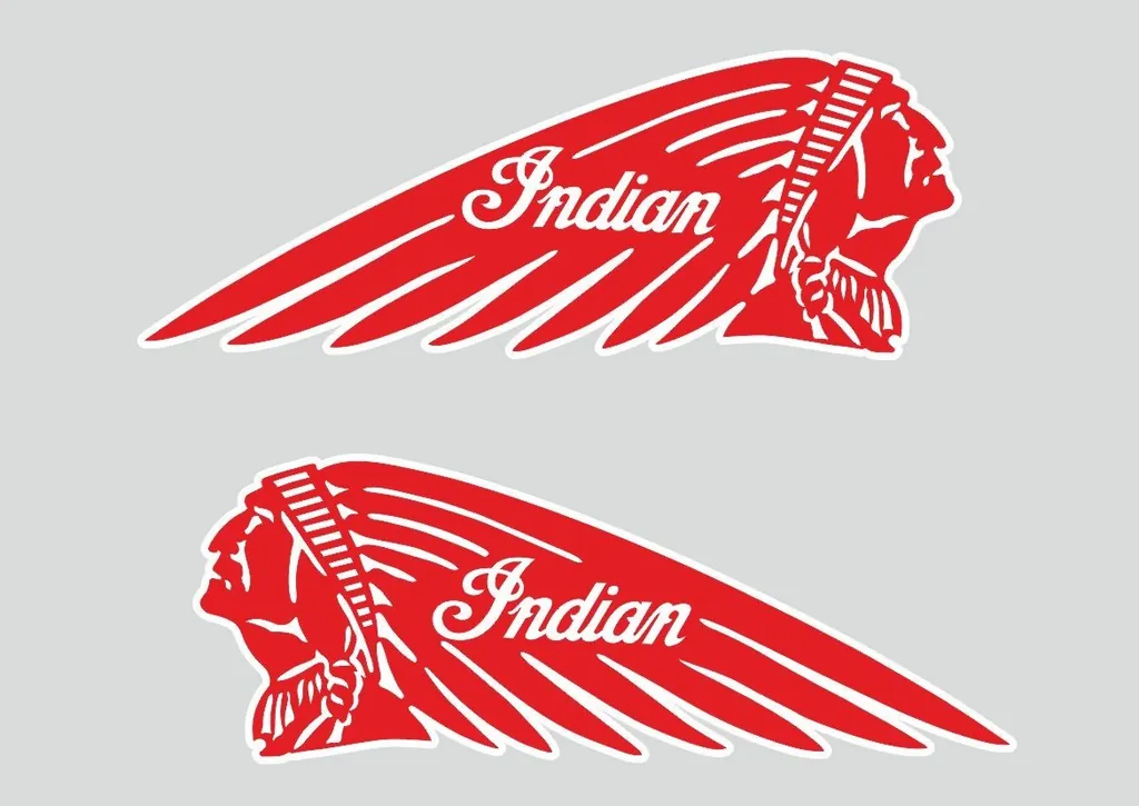 INDIAN WAR BONNET MOTORCYLES Vinyl Decal Adhesive Sticker 8.5" x 3.5 Red 2 Pcs