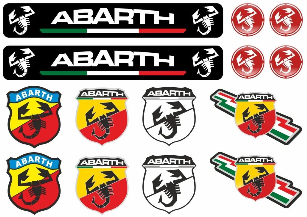 ABARTH Decal Set Quality Sticker Vinyl Graphic Logo Adhesive Kit 14 Pcs