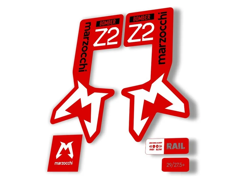 Marzocchi Bomber Z2 2025 Fork Suspension Sticker Decal Kit Adhesive Red White