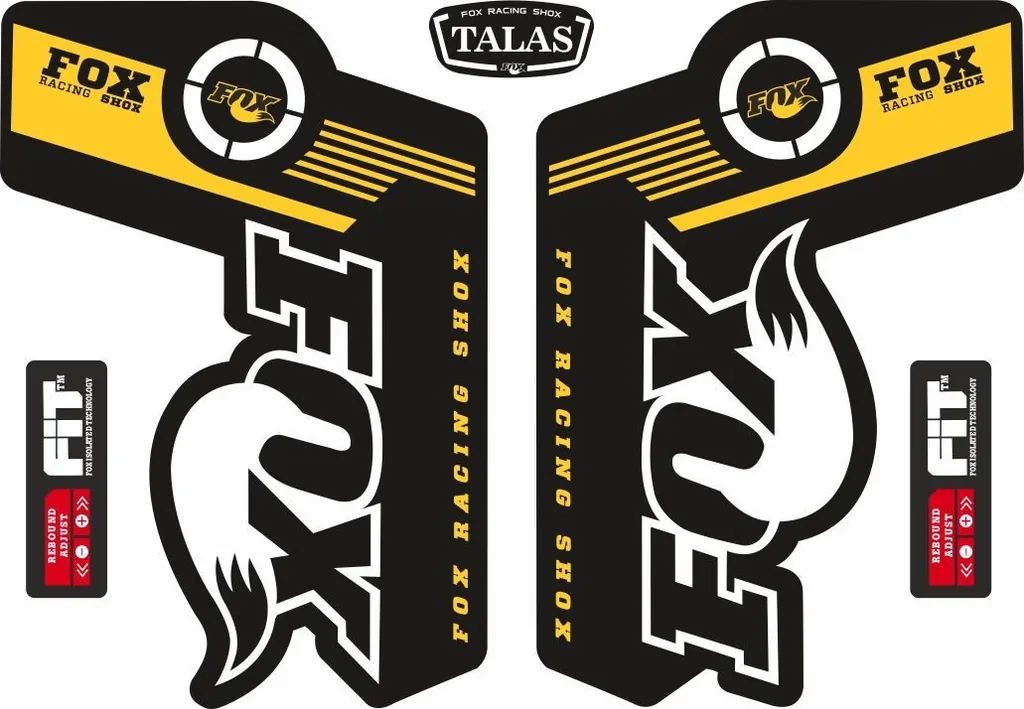 FOX TALAS Forks / Suspension Factory Style Decal Kit Sticker Adhesive Set Yellow