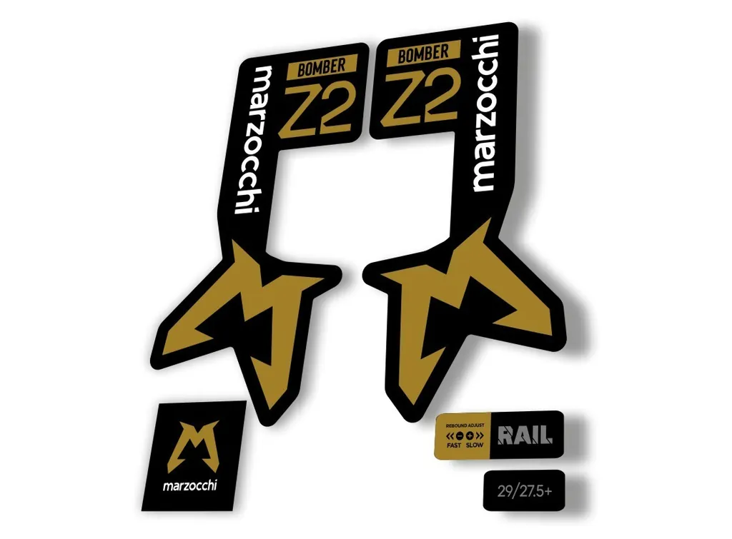 Marzocchi Bomber Z2 2025 Fork Suspension Sticker Decal Kit Adhesive Gold