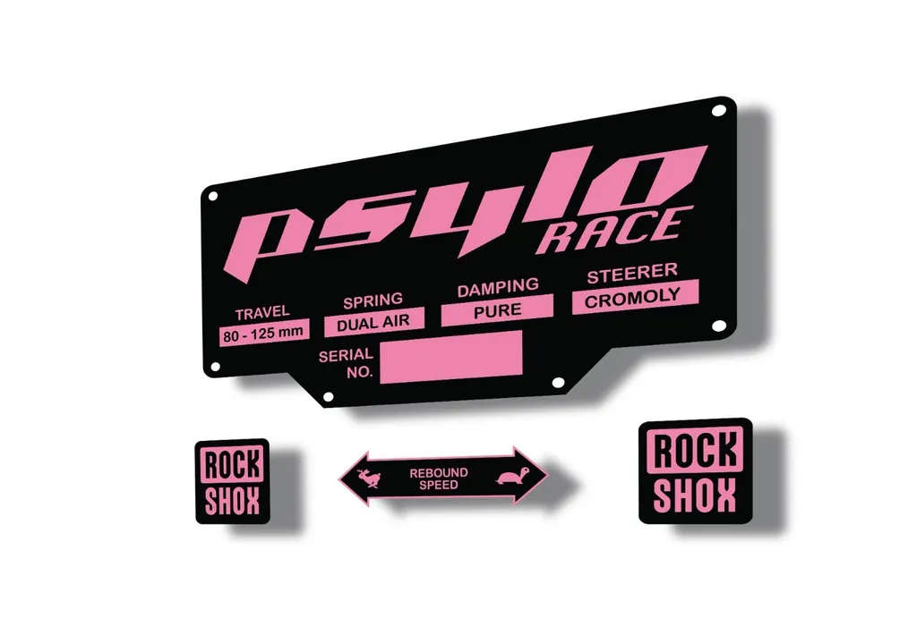 Rock Shox PSYLO 2002 Mountain Bike Cycling Decal Kit Sticker Adhesive Light Pink