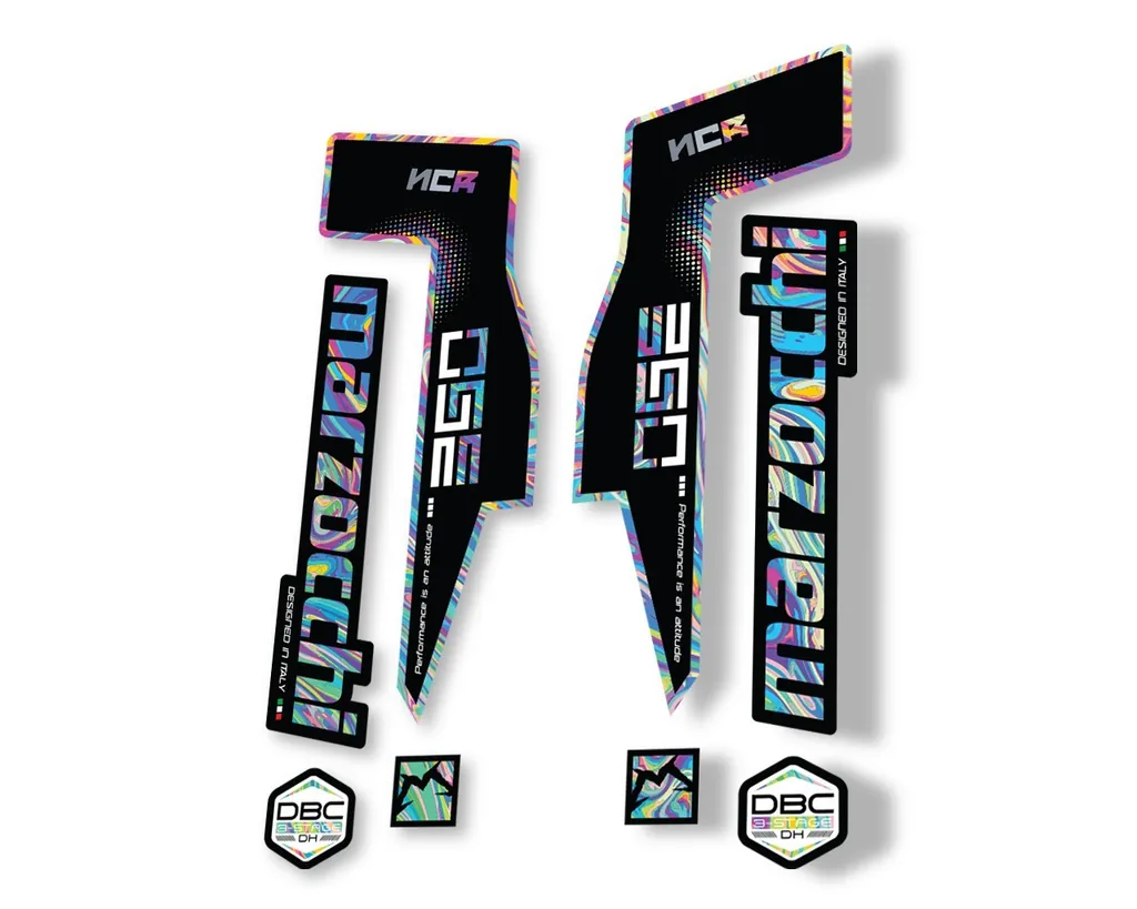 Marzocchi 350 NCR 2018 Fork Suspension Sticker Decal Adhesive Kit Oil Slick 1