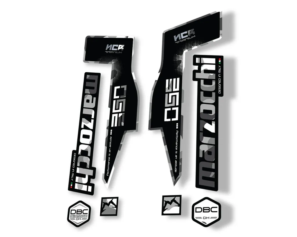 Marzocchi 350 NCR Titanium Fork Suspension Sticker Decal Adhesive Kit White Camo