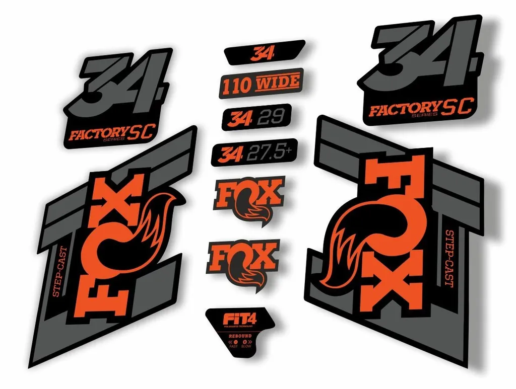 FOX 34 Step Cast SC 2019 Fork Suspension Factory Decal Sticker Orange Gray