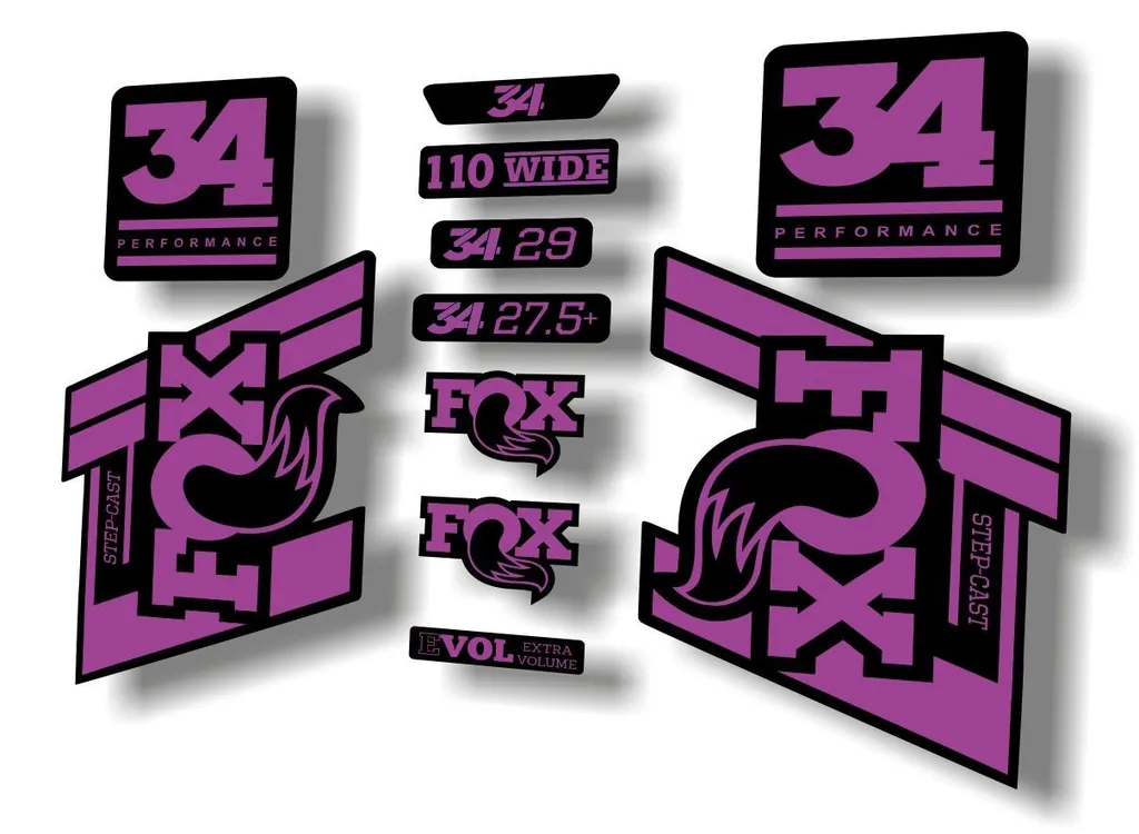 FOX 34 Step Cast SC 2020 Fork Suspension Factory Decal Sticker Set Purple