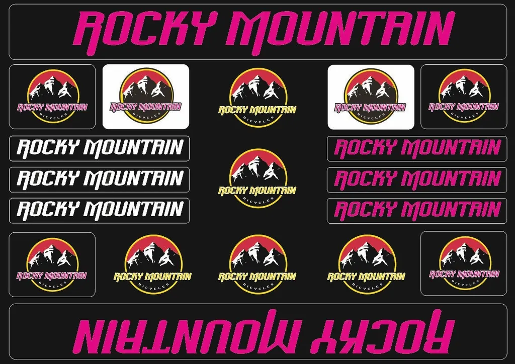 Bicycle Vinyl Stickers – Compatible with Rocky Mountain Bikes – Pink