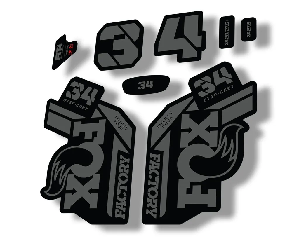 FOX 34 Step Cast SC 2021 Factory Fork Decals Suspension Sticker Adhesive Gray