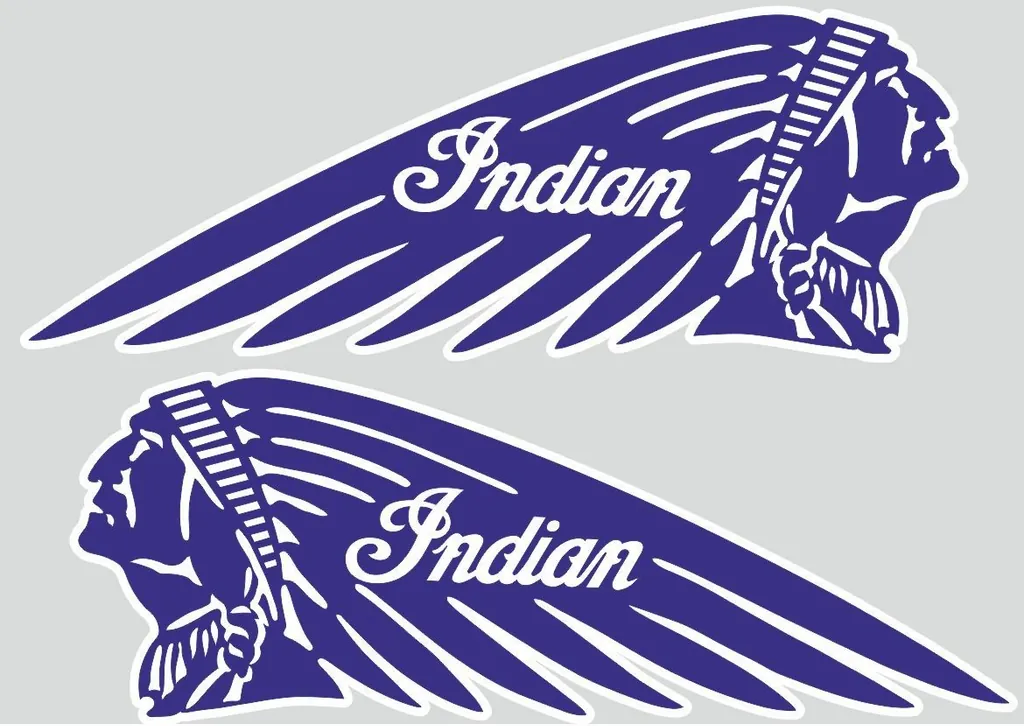 INDIAN WAR BONNET MOTORCYLES Vinyl Decal Adhesive Sticker 11"x4" Dark Blue 2 Pcs