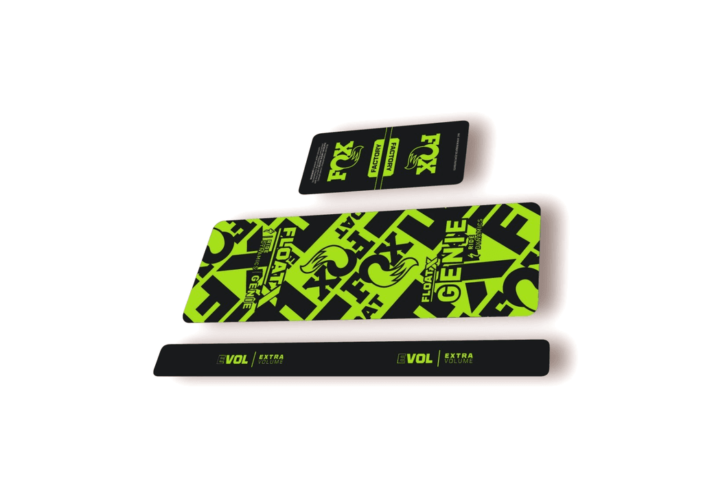 FOX Float X GENIE 2025 Rear Shock Decal Sticker Kit Adhesive Green