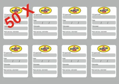 50x PENNZOIL Oil Change Service Reminder Decals Stickers Adhesive Labels Die Cut