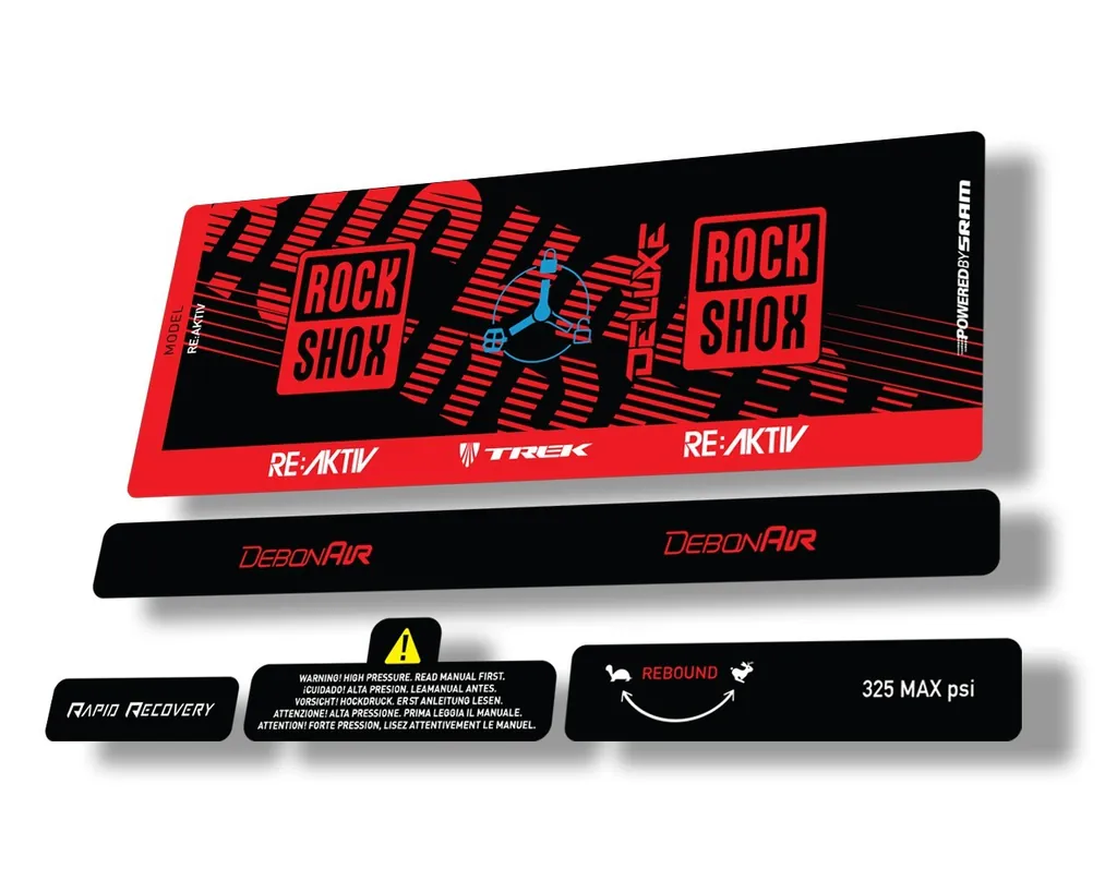Rock Shox Deluxe RT3 RE AKTIV 2020 Rear Shock Decal Sticker Set Red