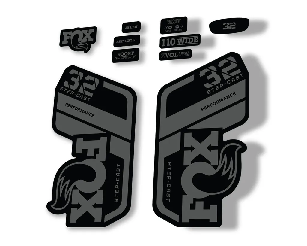 FOX 32 Step Cast Perf. 2021 Factory Fork Decals Suspension Sticker Gray