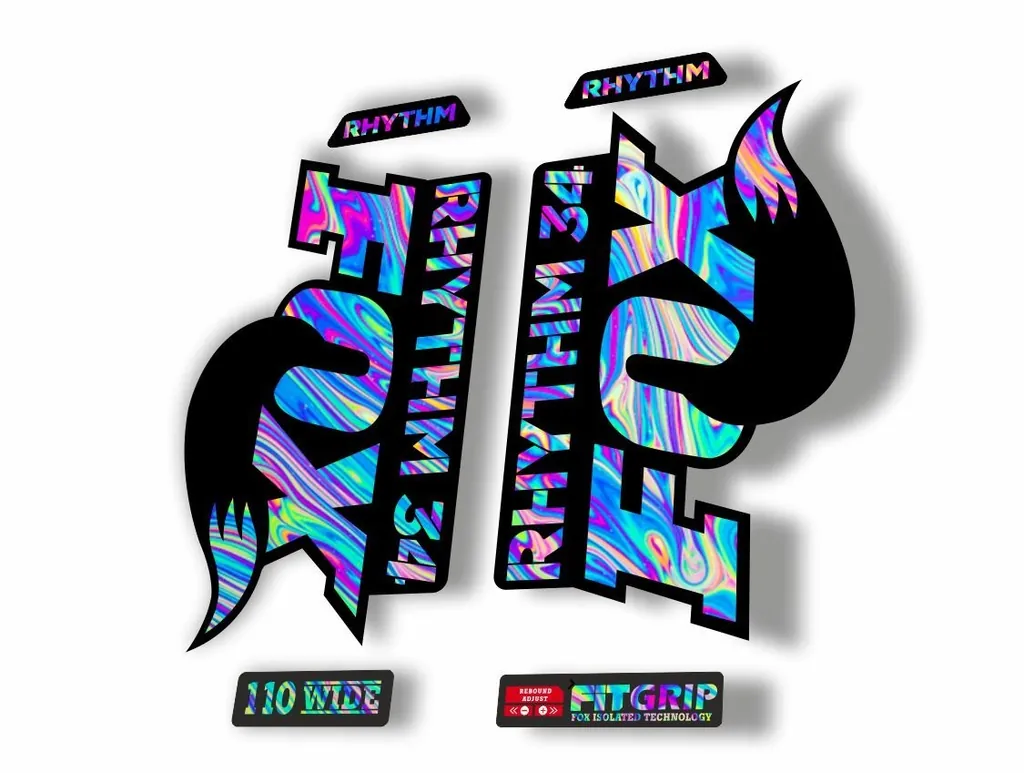 FOX 34 Rhythm 2018 Forks Suspension Factory Decal Sticker Adhesive Oil Slick 1