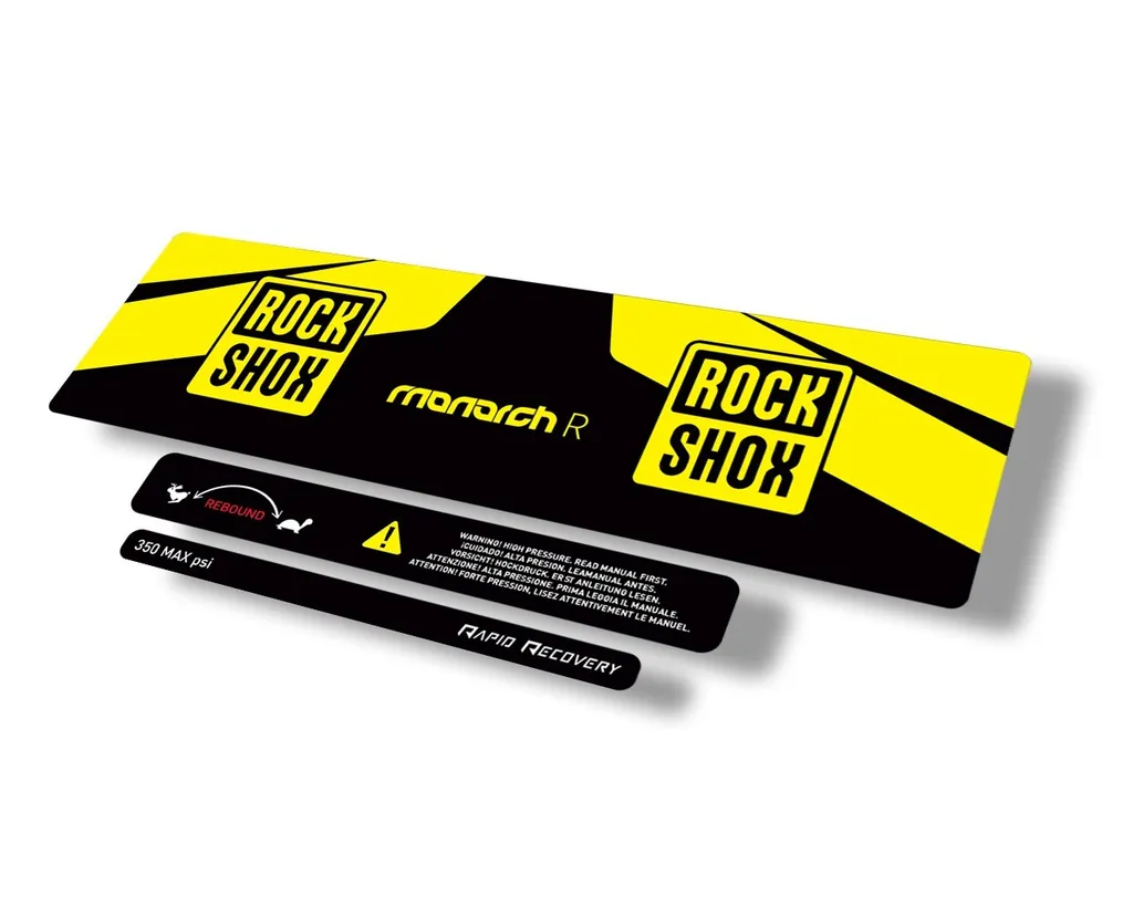 Rock Shox 2016 Monarch R Rear Shock Decal Sticker Adhesive Set Yellow
