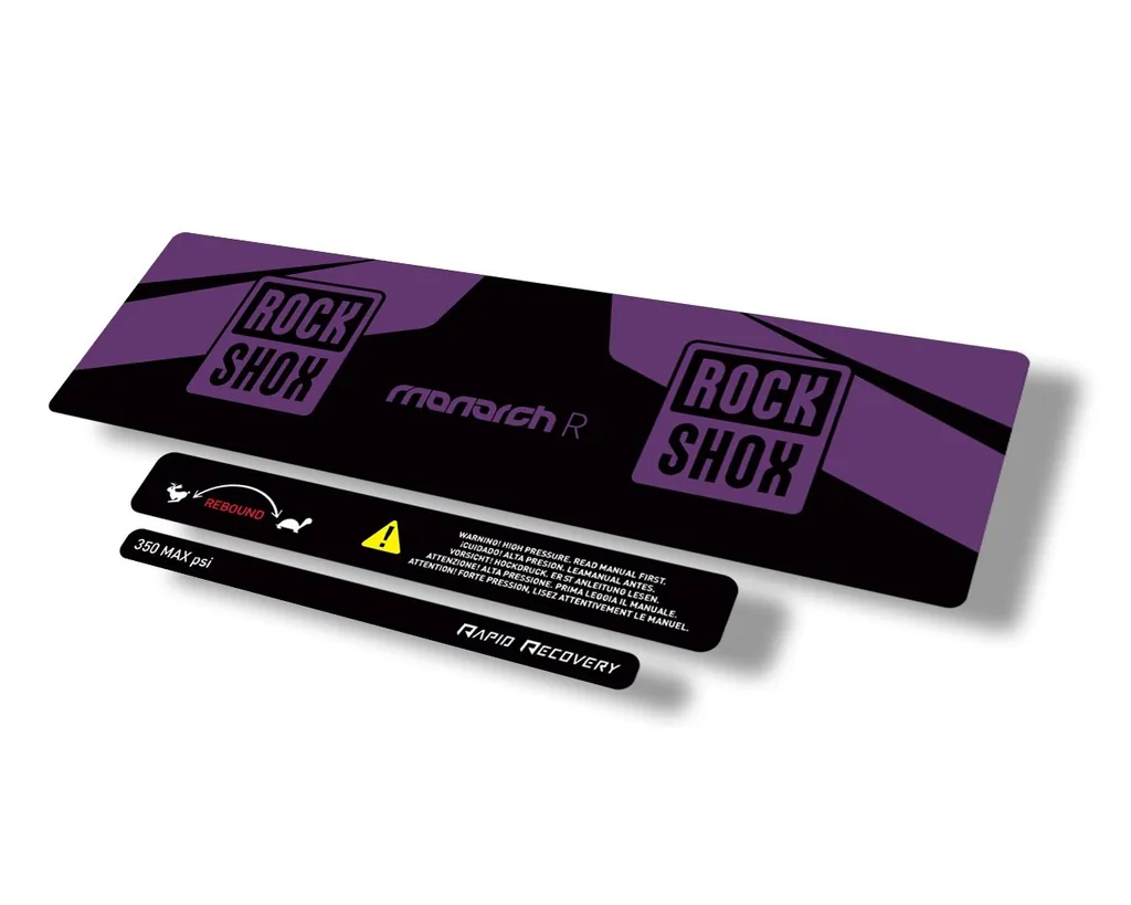 Rock Shox 2016 Monarch R Rear Shock Decal Sticker Adhesive Set Purple