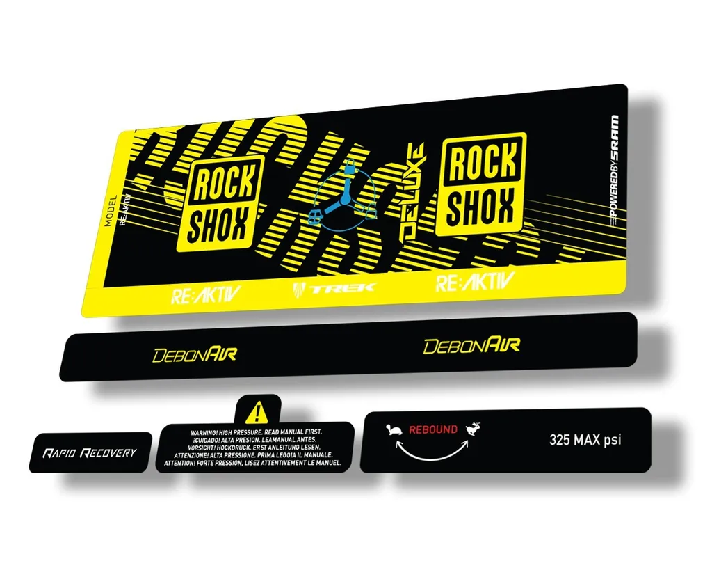 Rock Shox Deluxe RT3 RE AKTIV 2020 Rear Shock Decal Sticker Set Yellow