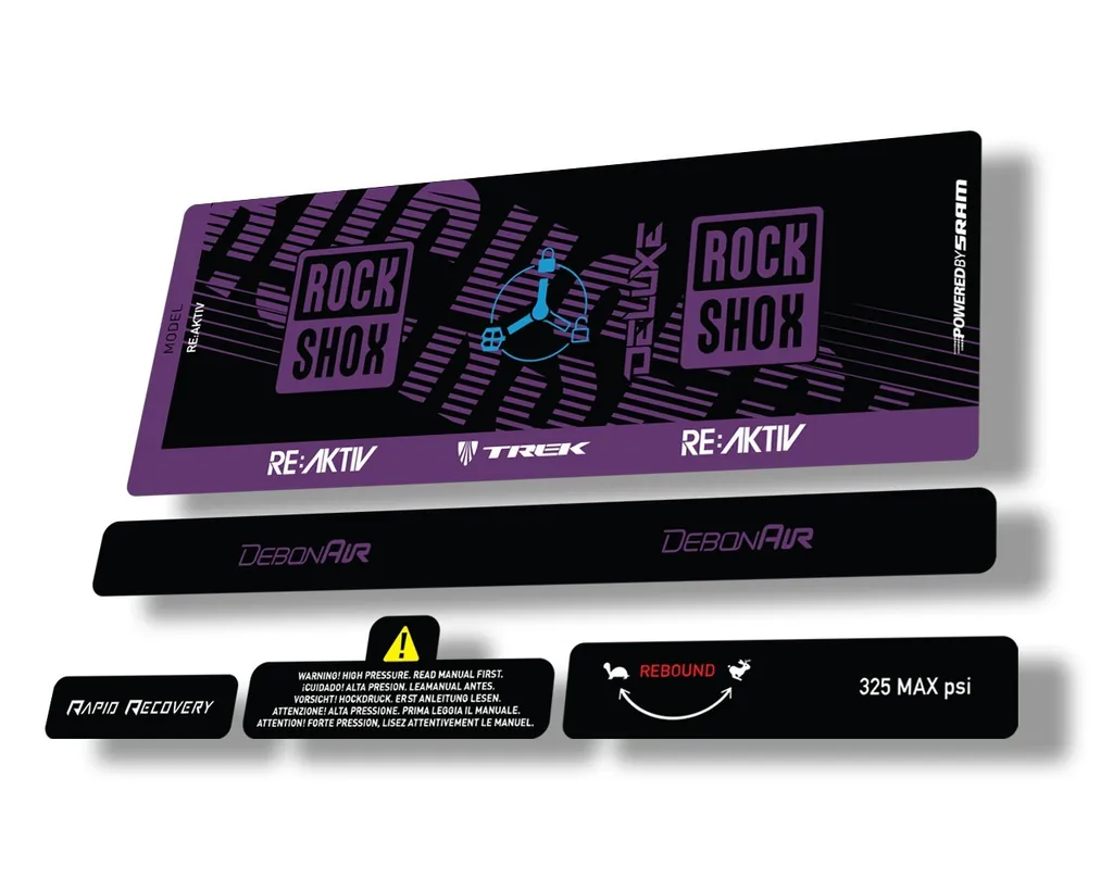 Rock Shox Deluxe RT3 RE AKTIV 2020 Rear Shock Decal Sticker Set Purple