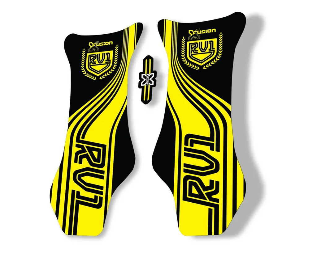 X Fusion RV1 2018 Front Shock Suspension Sticker Factory Decal Yellow