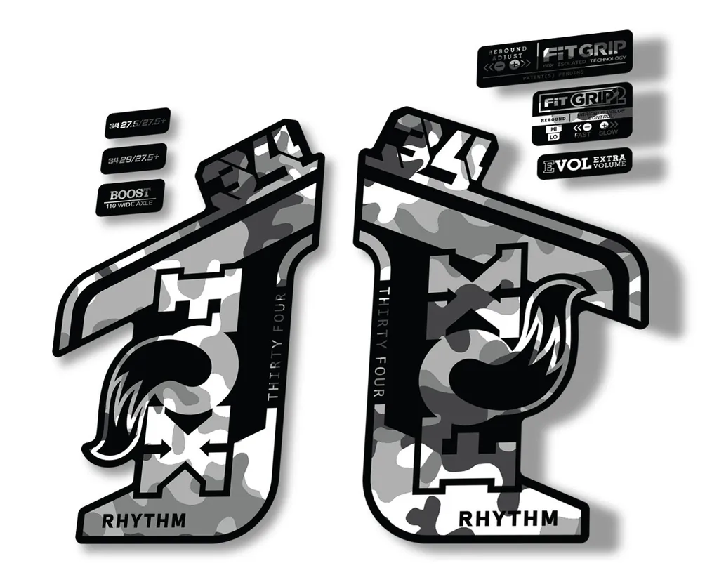 FOX 34 RHYTHM 2021 Forks Suspension Factory Decal Sticker Adhesive White Camo