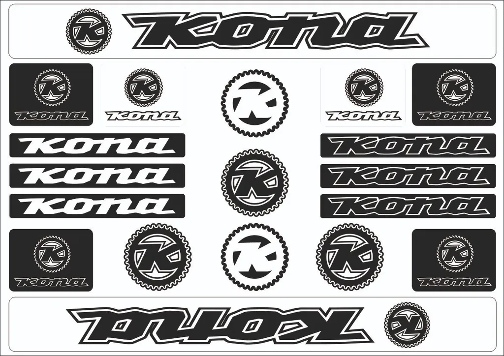 Bicycle Vinyl Frame Stickers – Compatible with KONA Bikes Black