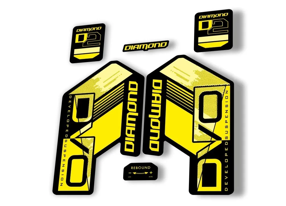 DVO Diamond D2 2020 Fork Suspension Sticker Decal Kit Adhesive Yellow