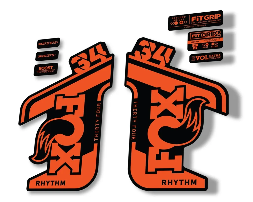 FOX 34 RHYTHM 2021 Fork Suspension Factory Sticker MTB Decal Adhesive Orange