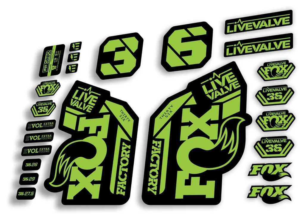 FOX 36 2022 Live Valve Forks Suspension Decal Sticker MTB Set Lime Green 24Pcs