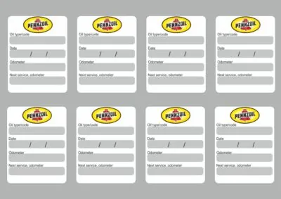 8x PENNZOIL Oil Change Service Reminder Decals Stickers Adhesive Labels Die Cut