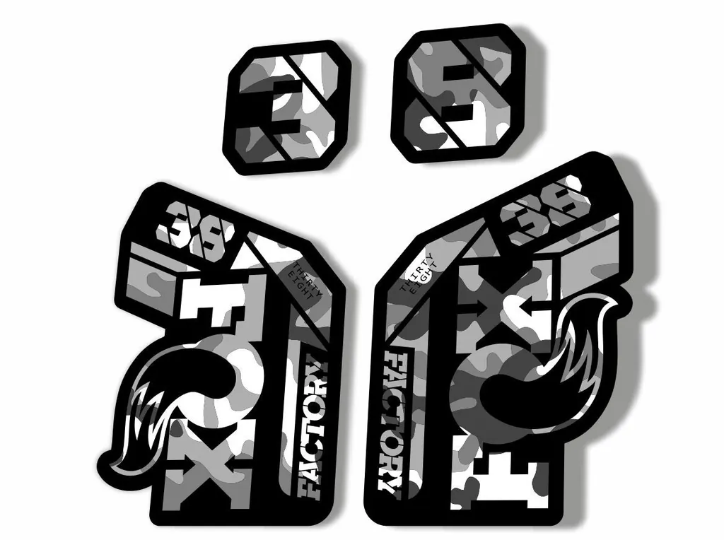 FOX 38 2021 Factory Forks Suspension Decals Sticker Set Adhesive White Camo