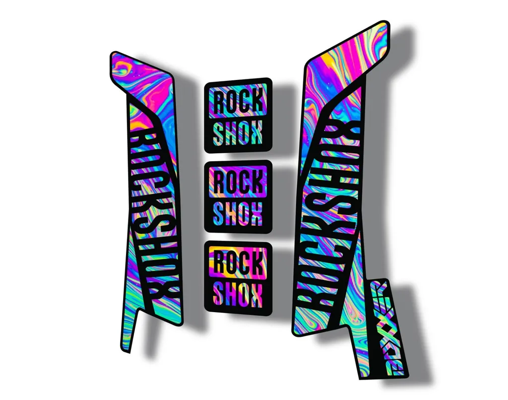 Rock Shox BOXXER 2017 Mountain Bike Cycling Decal Kit Sticker Oil Slick 1