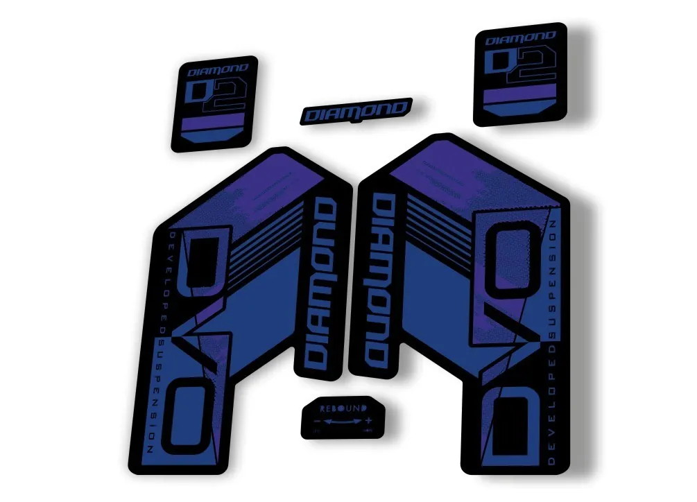 DVO Diamond D2 2020 Fork Suspension Sticker Decal Kit Adhesive Dark Blue