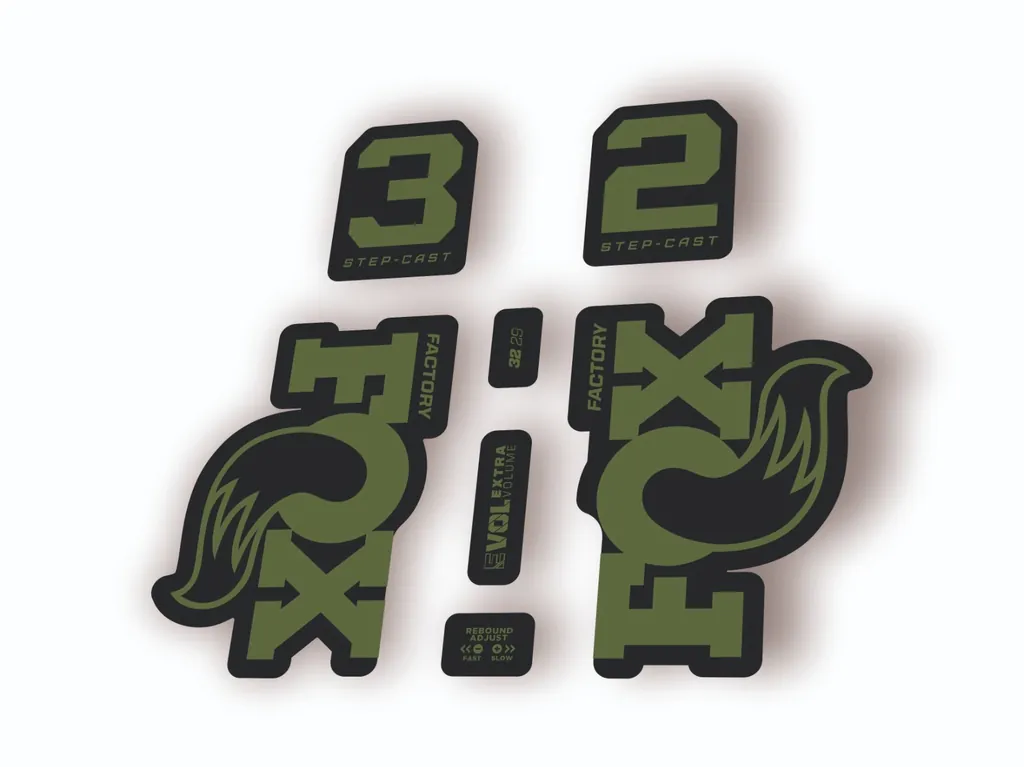 Fox 32 Step Cast 2025 Fork Suspension Factory Decal Sticker Adhesive Olive