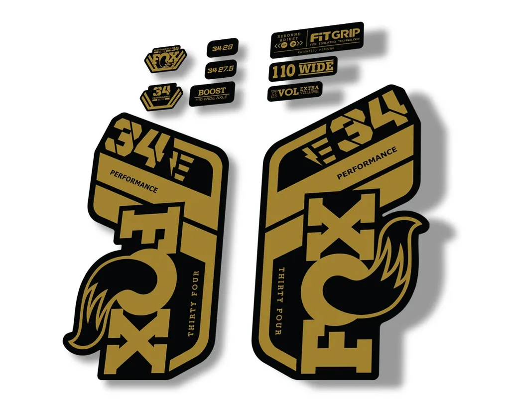 FOX 34 Performance E Bike 2021 Factory Fork Decals Suspension Sticker Gold