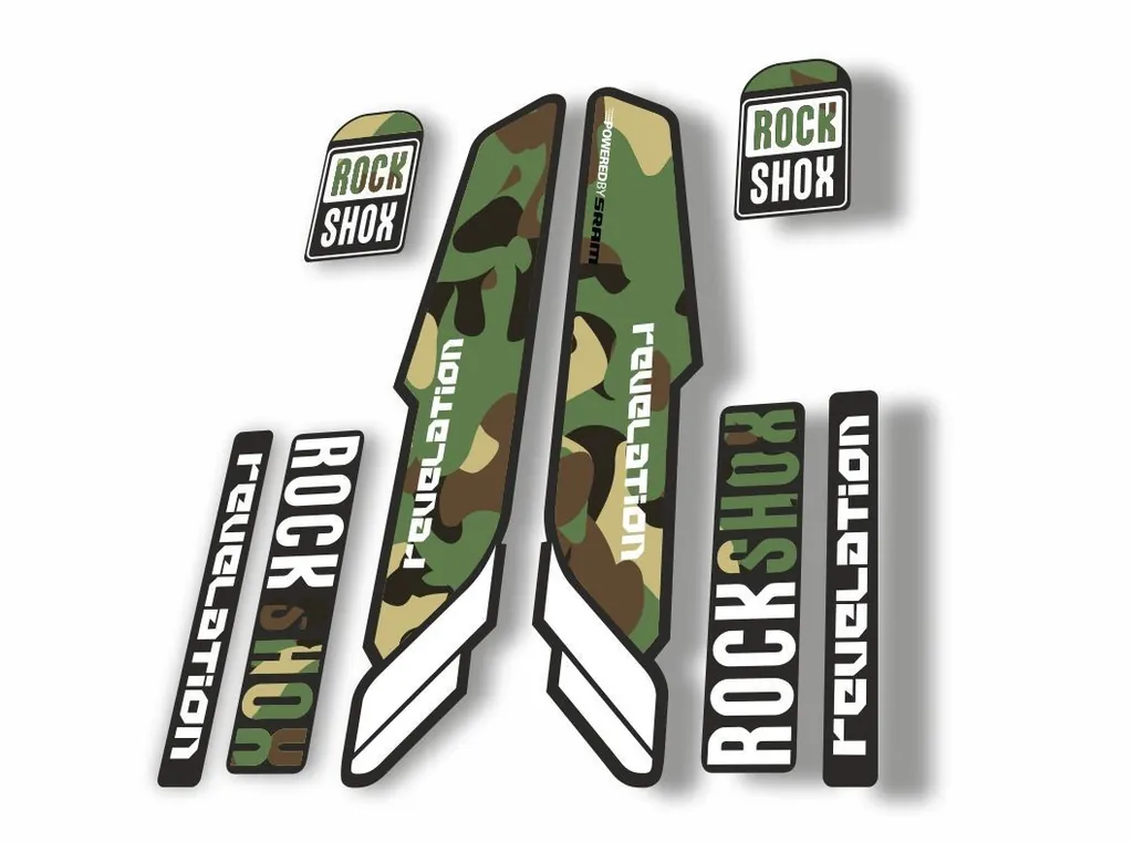 Rock Shox REVELATION 2013 Mountain Bike Cycling Decal Kit Sticker Adhesive Camo