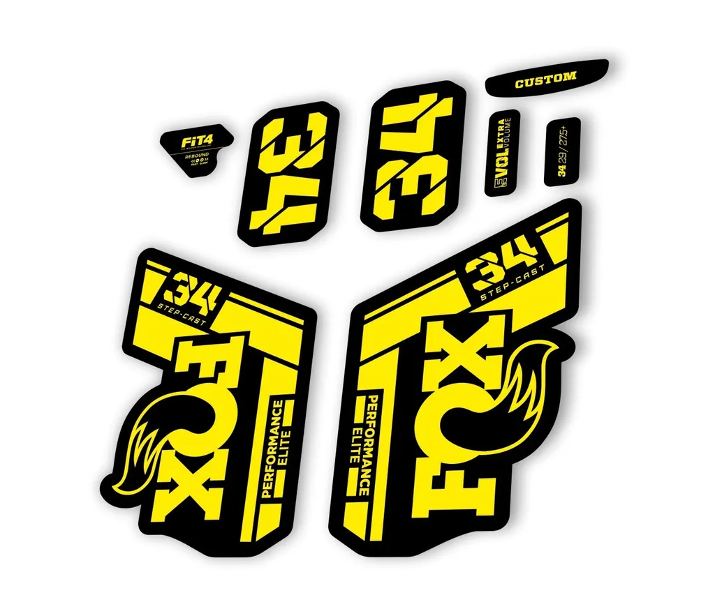 FOX 34 Step Cast Elite 2021 Factory Fork Decals Suspension Sticker Yellow