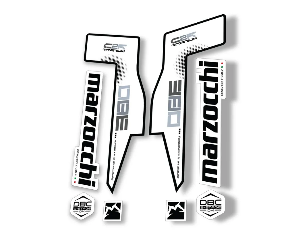 Marzocchi 380 C2R2 Titanium Suspension Graphic Decal Kit Sticker Set Black