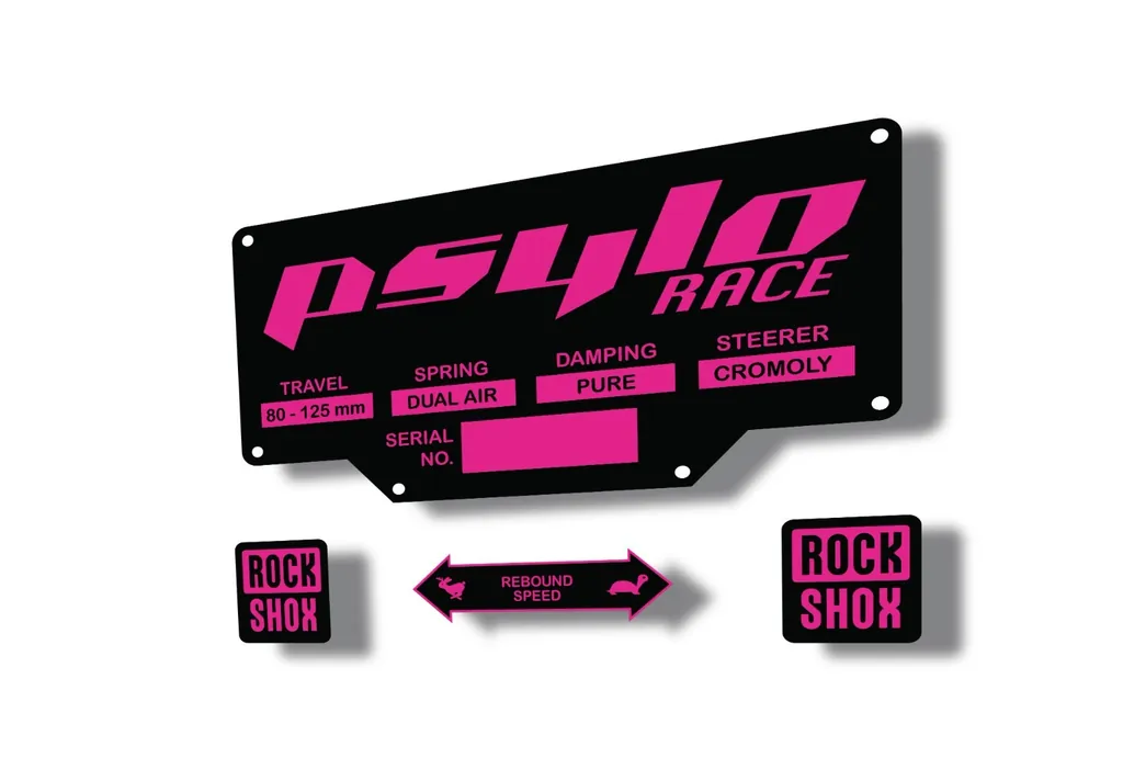 Rock Shox PSYLO RACE 2002 Mountain Bike Cycling Decal Kit Sticker Adhesive Pink