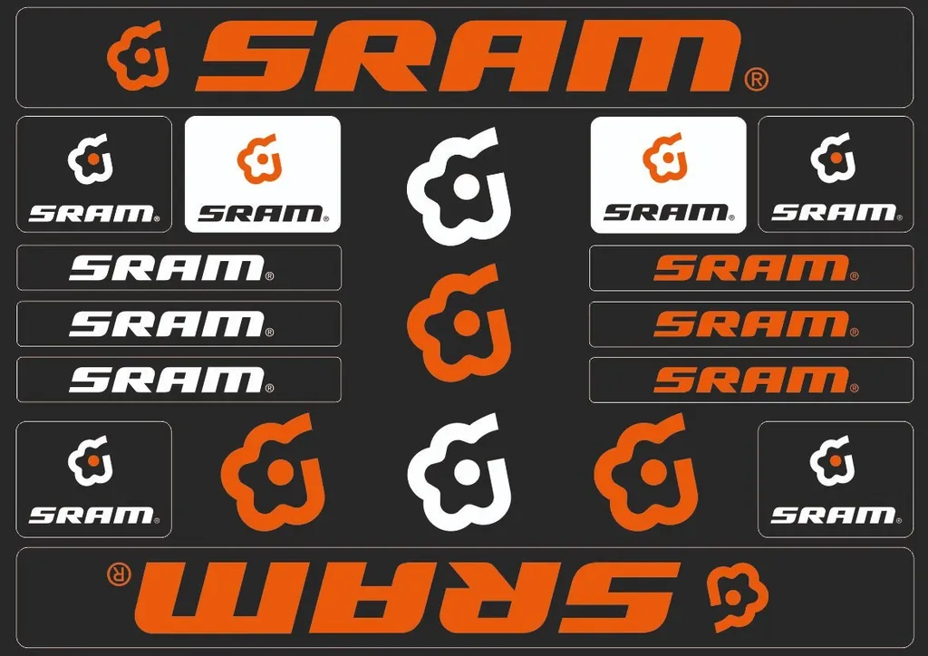 Bicycle Vinyl Stickers – Compatible with SRAM Bikes – Orange