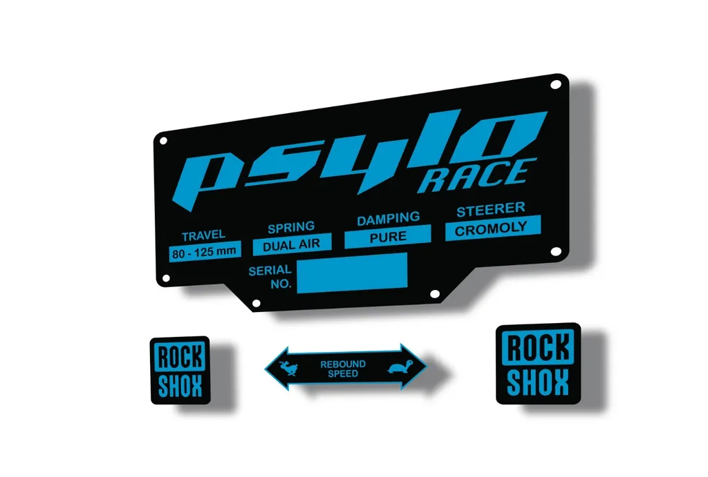 Rock Shox PSYLO RACE 2002 Mountain Bike Cycling Decal Kit Sticker Adhesive Blue
