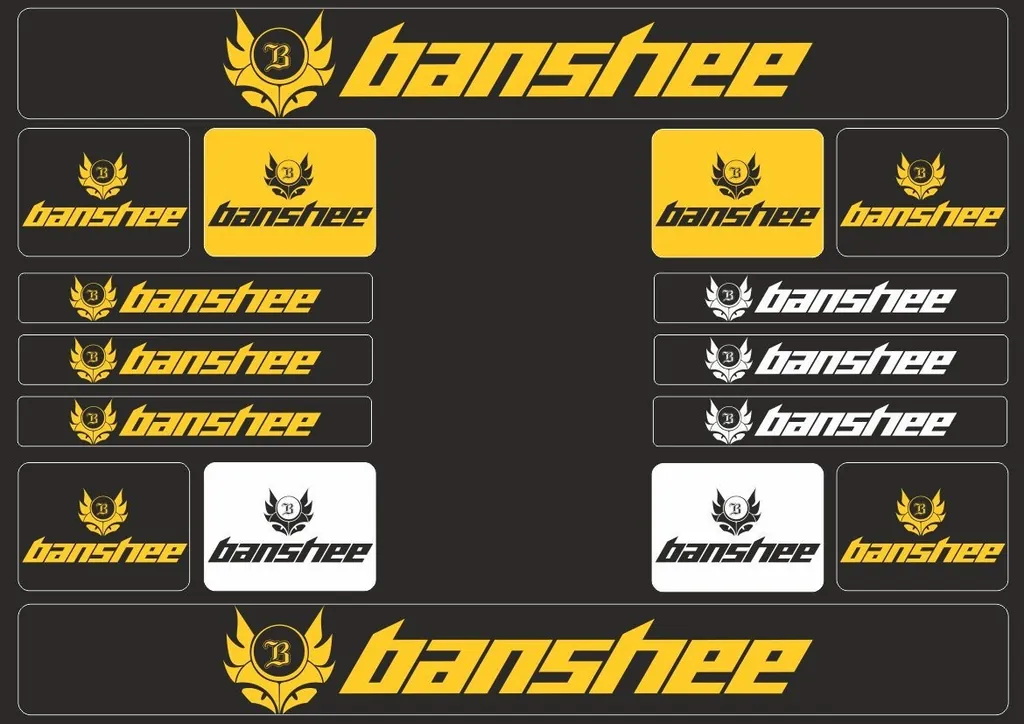 Bicycle Vinyl Frame Stickers Custom Compatible with BANSHEE Yellow