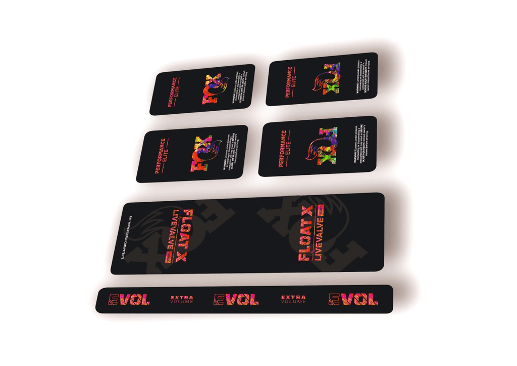 FOX Float X 2025 Elite Live Valve NEO Rear Shock Decal Sticker Kit Oil Slick