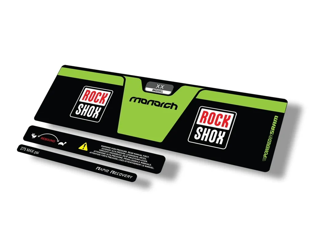 Rock Shox 2014 Monarch XX Rear Shock Decal Sticker Adhesive Set Green